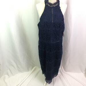 Premier Amour Lace Halter Dress Navy 12